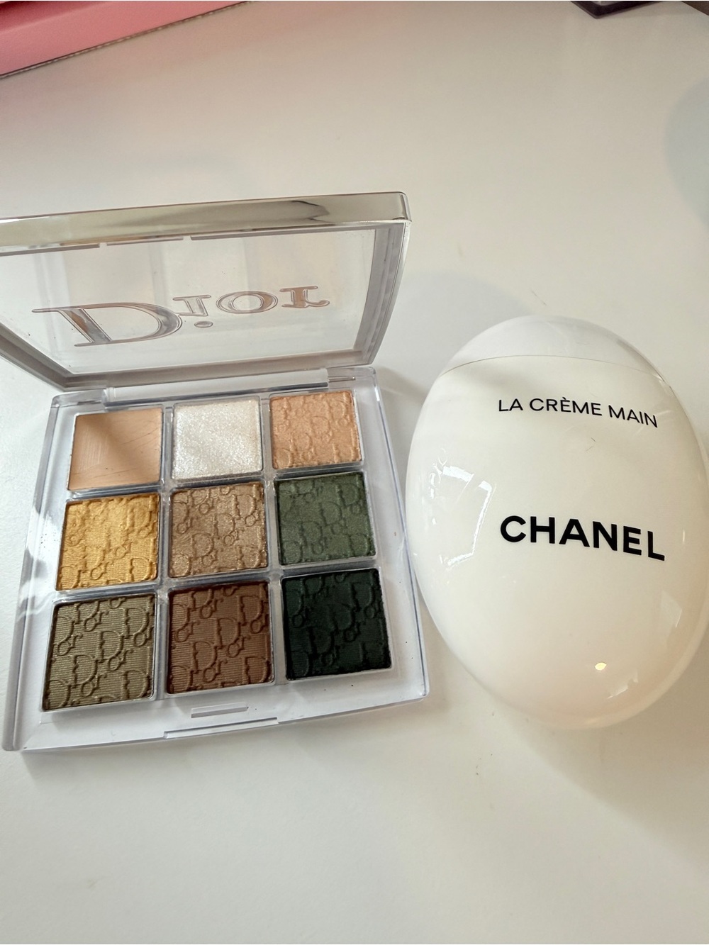 Dior Backstage eye palette 008 Khaki Neutrals + CHANEL La Creme Main handcreme
